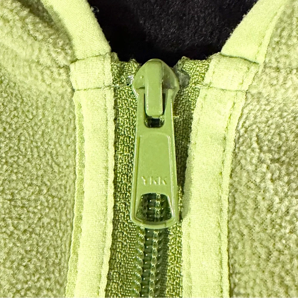 Columbia Fleece Hoodie Full-Zip Jacket Lime Green Sz L EUC Fall Layering Hiking